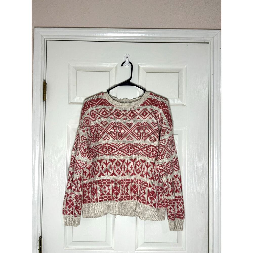 Women's Vintage Paris Sports Club Fair Aisle Crew Neck Sweater size L